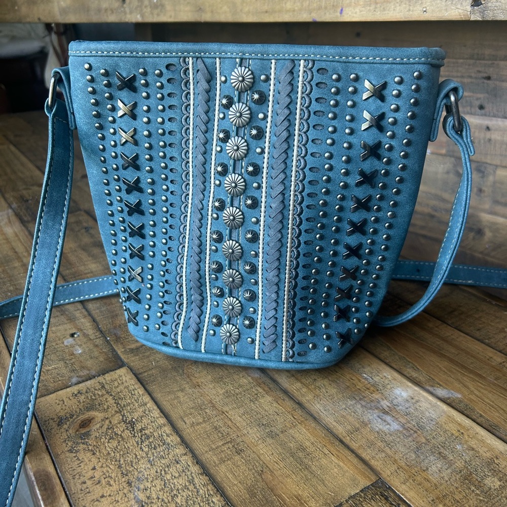 Montana West Teal Studded Crossbody Bag